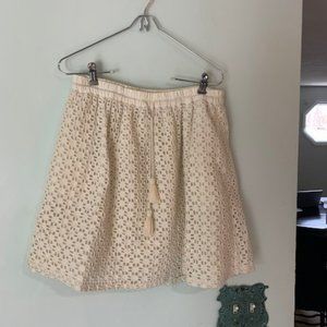 Lucky Brand ivory eyelet skirt drawstring medium M